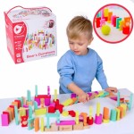 Medinės kaladėlės vaikams 105 detalės | Domino su meškiukais | Bear Dominoes | Classic World CW3531